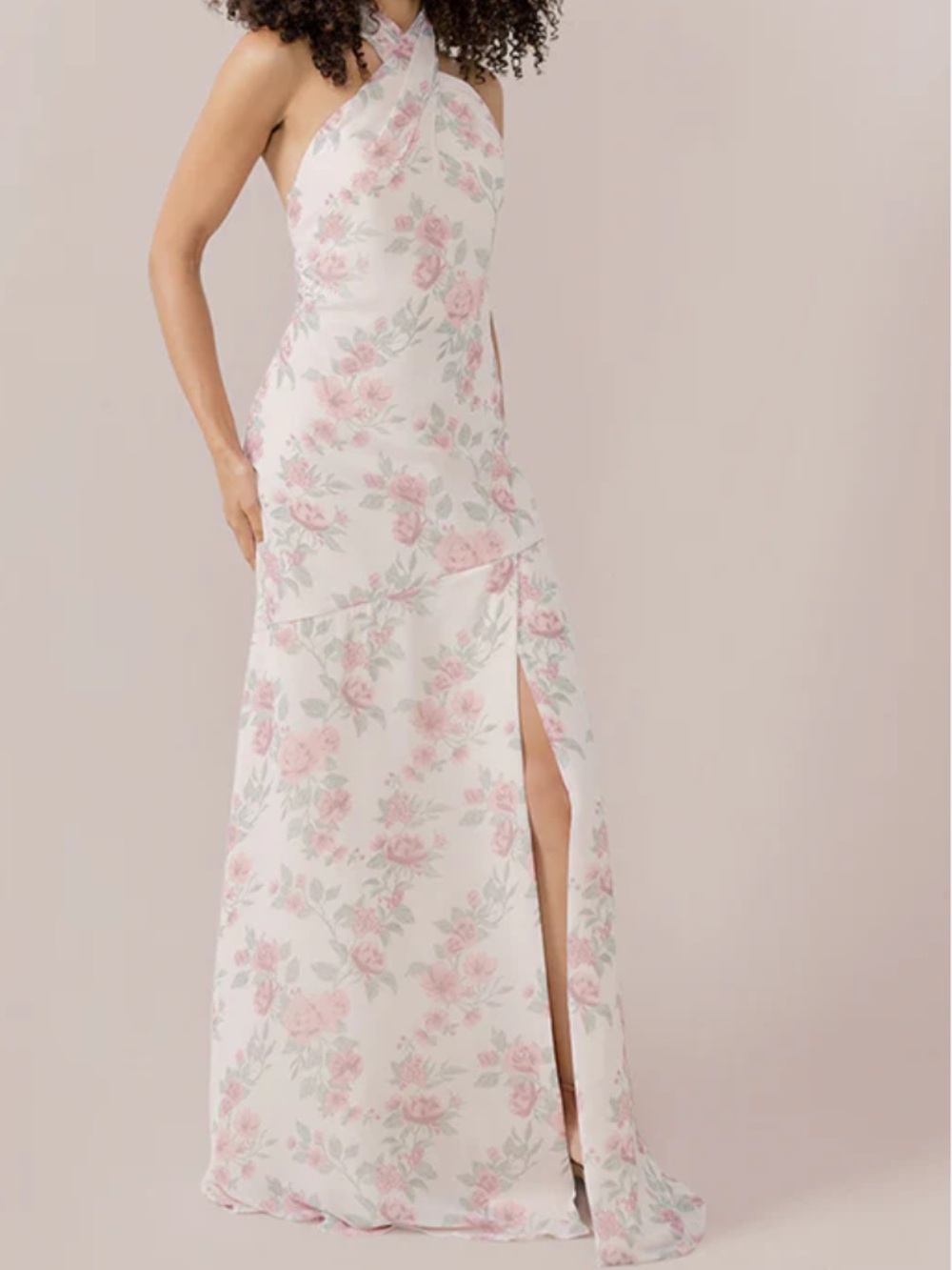 Revelry Blush Floral One-Shoulder Maxi Dress